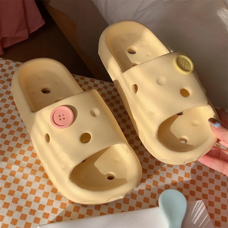 Thin Strips Sandal Slippers Unisex, Light Yellow-5