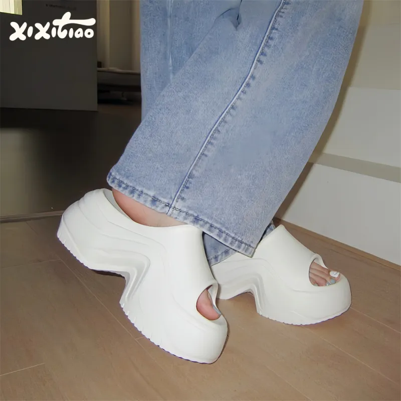 Thin Strips Sandal Slippers Women's, Ivory-2