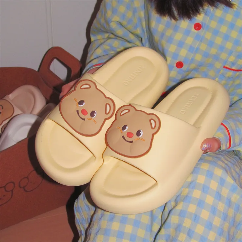 Thin Strips Sandal Slippers Unisex, Light Yellow-3