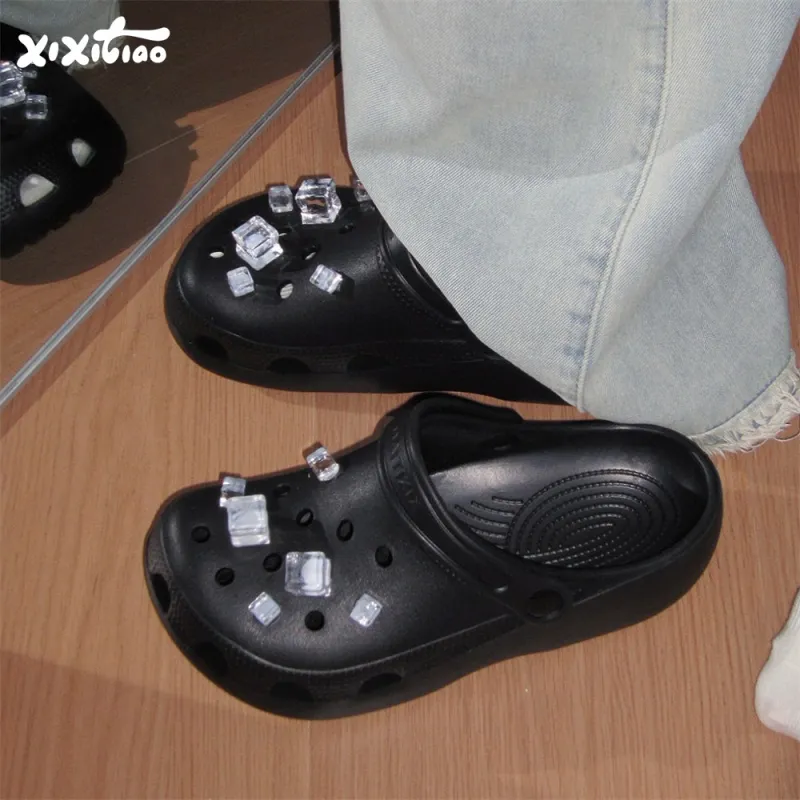 Thin Strips Sandal Slippers Unisex, Black-2