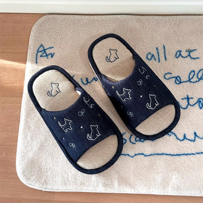 Thin Strips Slippers Women's Deep Blue-6
