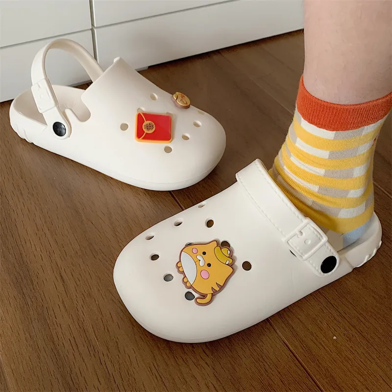Thin Strips Slippers Unisex, White-2