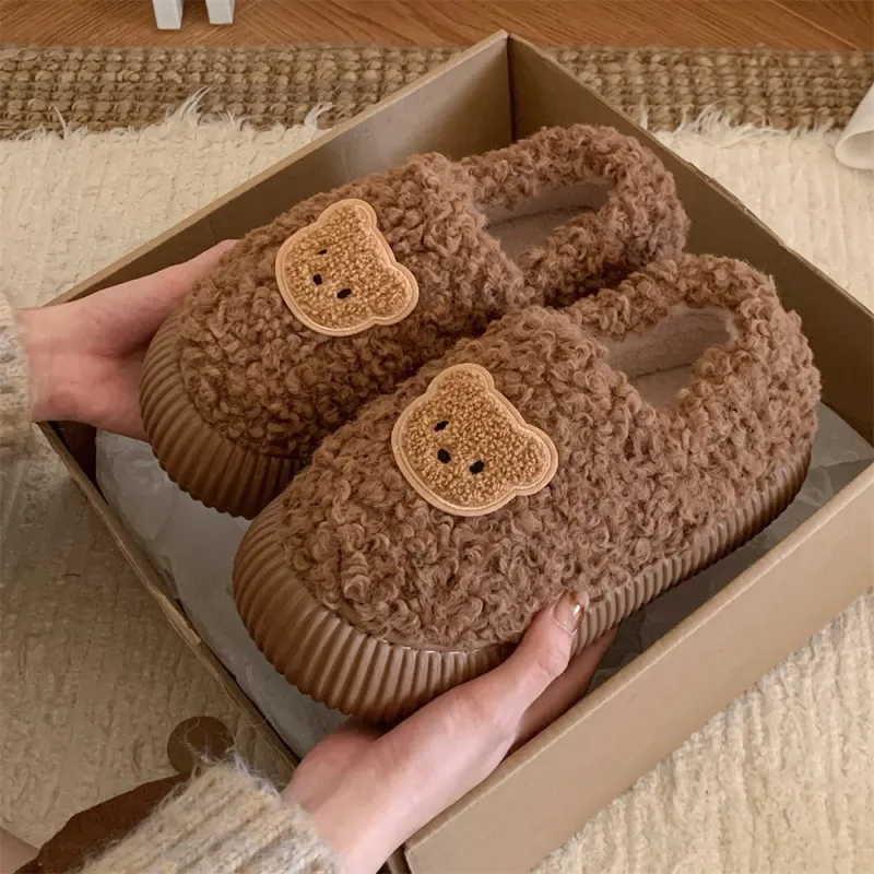 Thin Strips Cotton Slippers Women's, Brown-4
