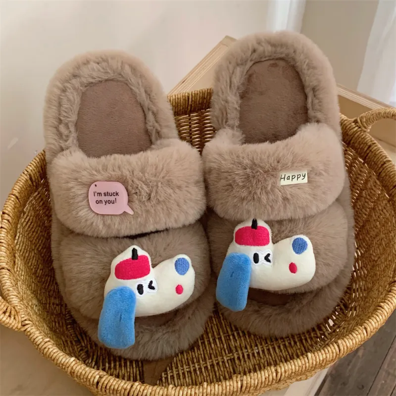 Thin Strips Cotton Slippers Women's, White-12