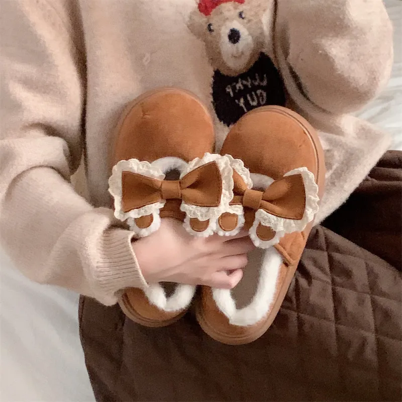 Thin Strips Cotton Slippers Women's, Brown-6