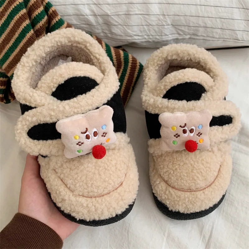 Thin Strips Cotton Home Slippers Women's, Black-3