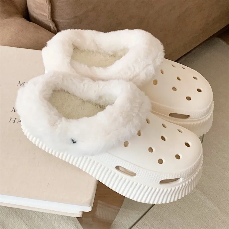 Thin Strips Cotton Slippers Women's, Cream White-6