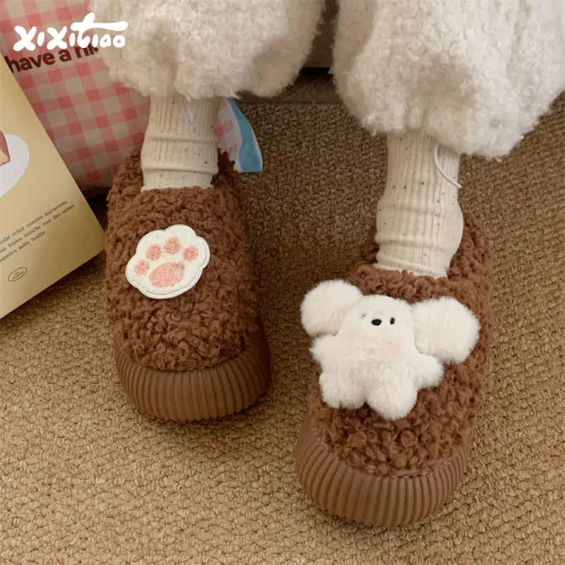 Thin Strips Cotton Slippers Women's, White-9