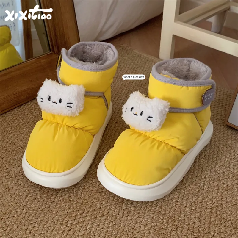 Thin Strips Cotton Slippers Unisex, White-12