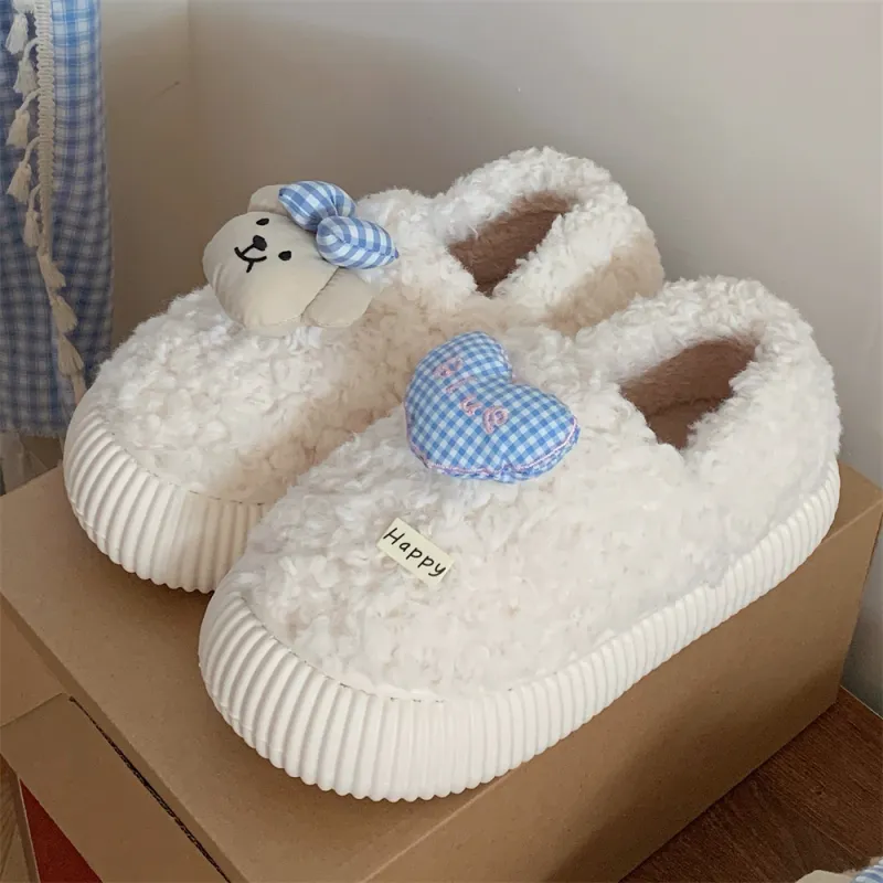 Thin Strips Cotton Slippers Women's, White-2
