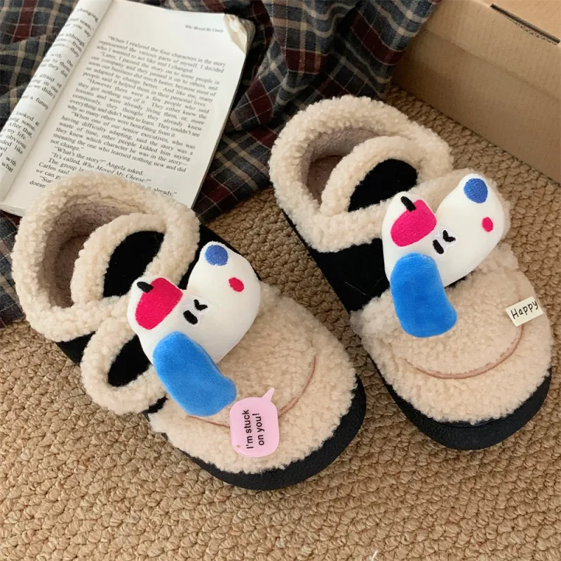 Thin Strips Cotton Slippers Women's, Black-1