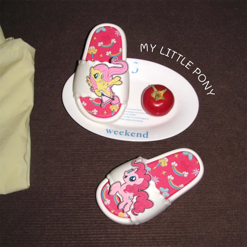 Thin Strips x MY LITTLE PONY Sandal Slippers Milk White+Light Pink Base-8
