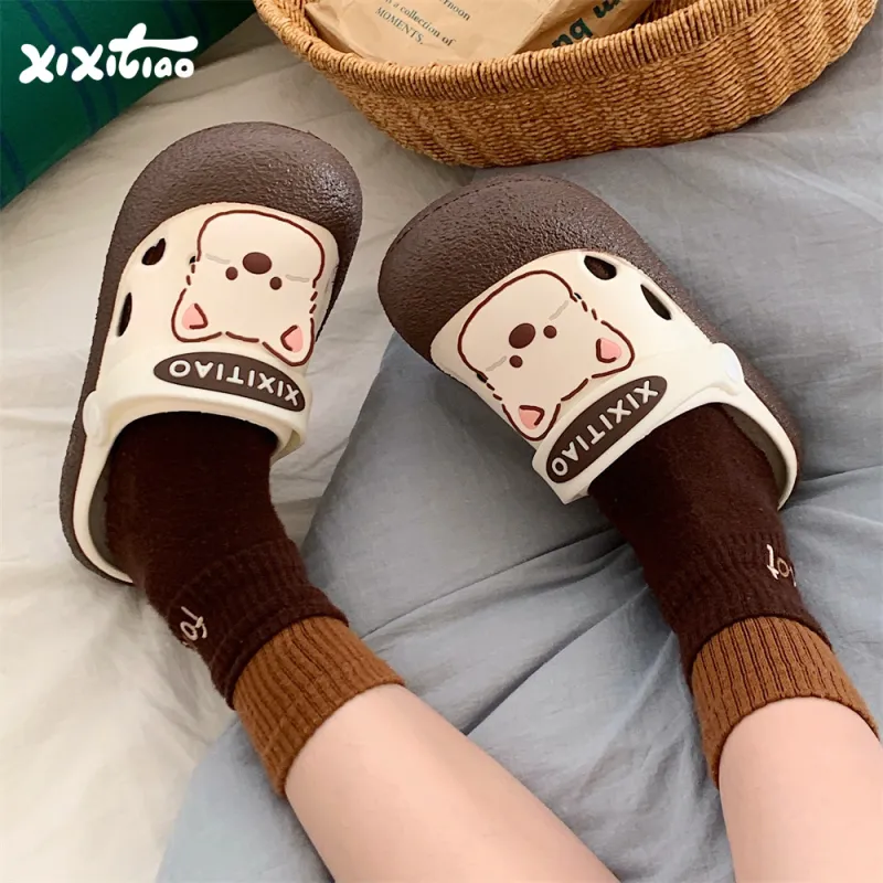 Thin Strips Slippers Women's, White Yellow-17
