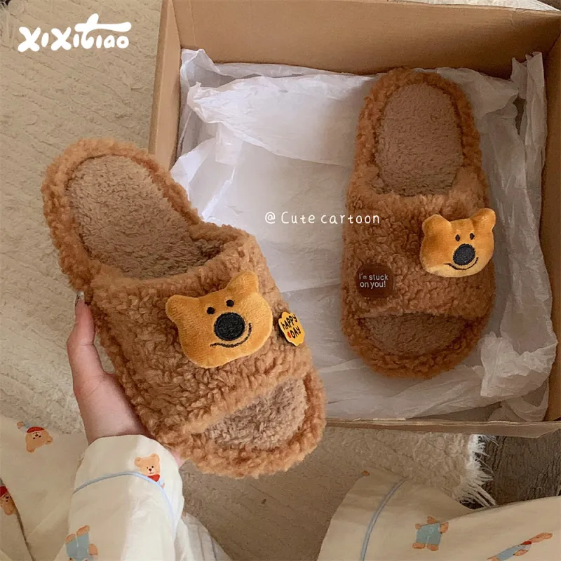 Thin Strips Cotton Slippers, Home Slippers Women's, Brown-1