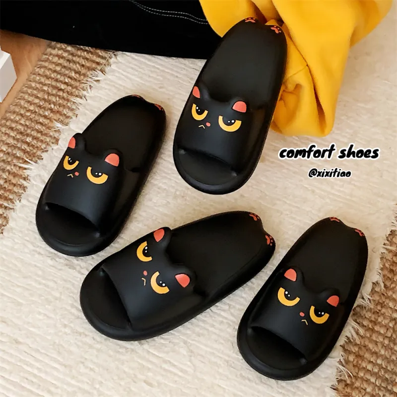 Thin Strips Slippers Unisex, Black-5