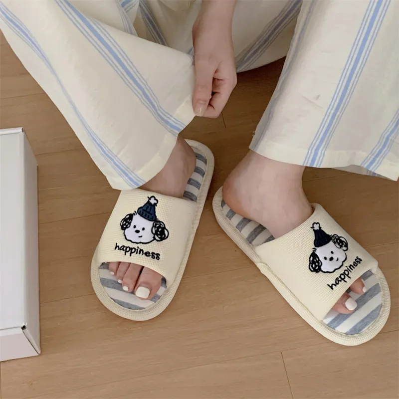 Thin Strips Slippers Unisex, Cream Apricot-3