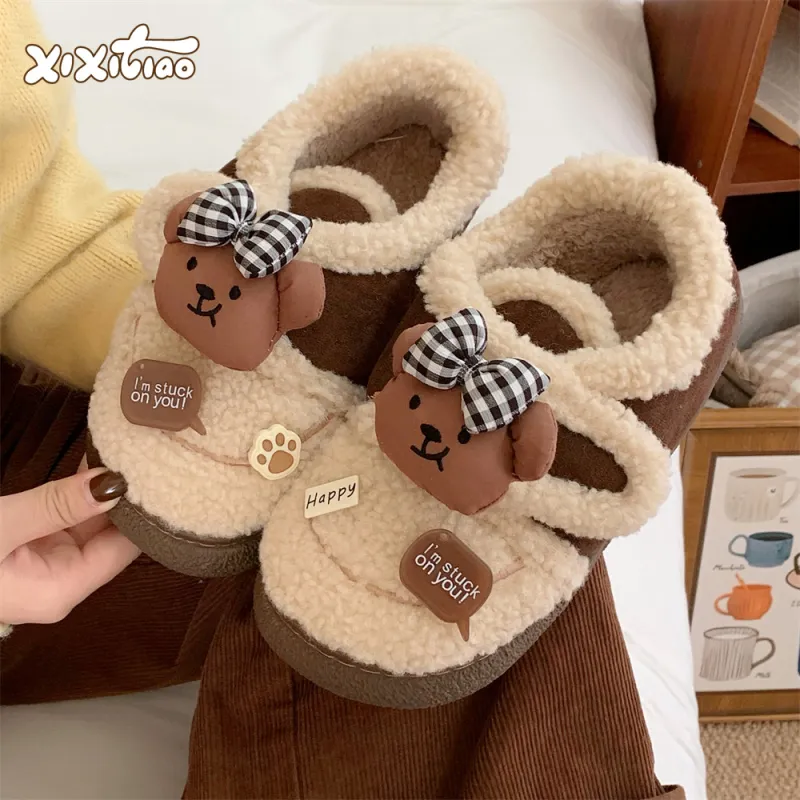 Thin Strips Cotton Slippers Women's, Light Brown-6