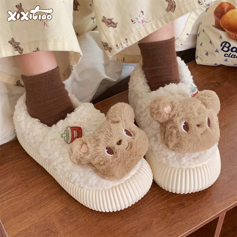 Thin Strips Cotton Slippers Women's Khaki-7