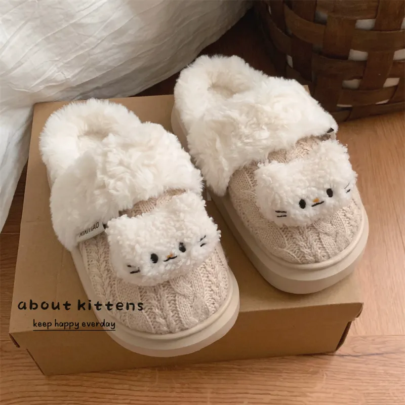 Thin Strips Cotton Slippers, Home Slippers Women's, White-13