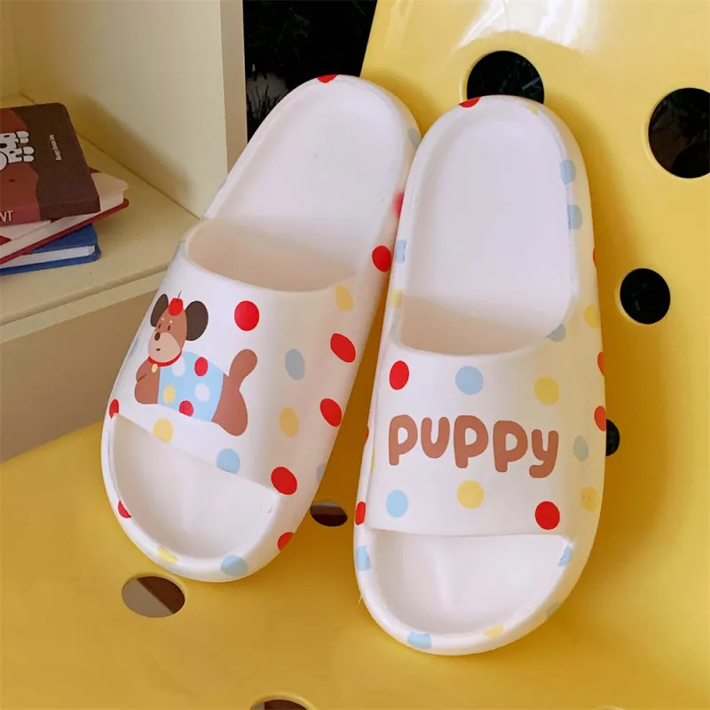Thin Strips Home Slippers Unisex, White-5