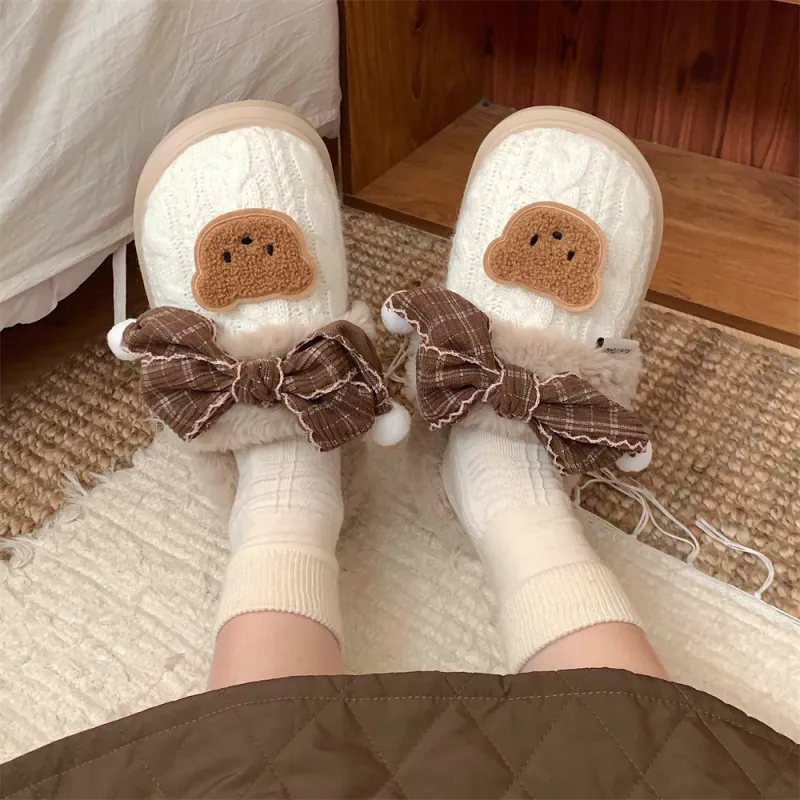 Thin Strips Cotton Slippers Women's Khaki-10