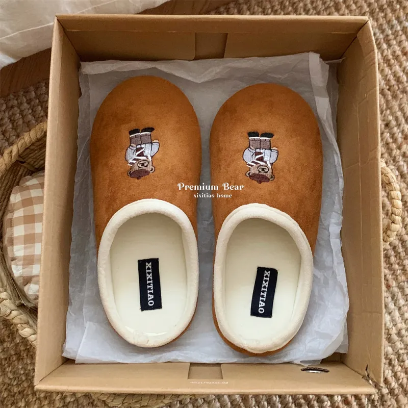 Thin Strips Cotton Linen Blend Slippers Unisex, White-9