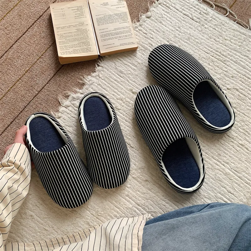 Thin Strips Slippers Unisex, Black-5