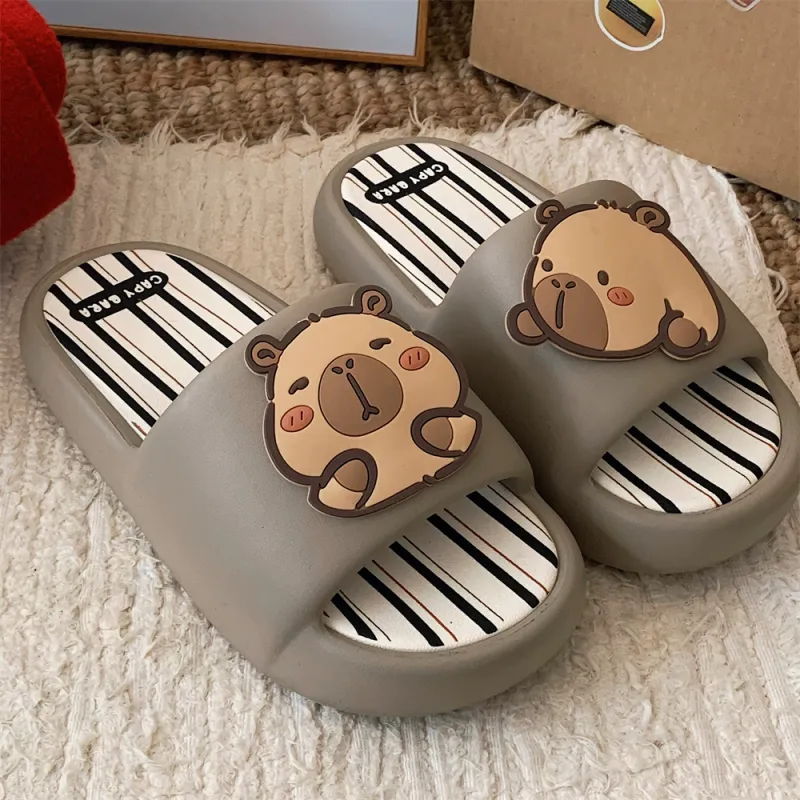 Thin Strips Slippers Unisex, Desert Brown-3