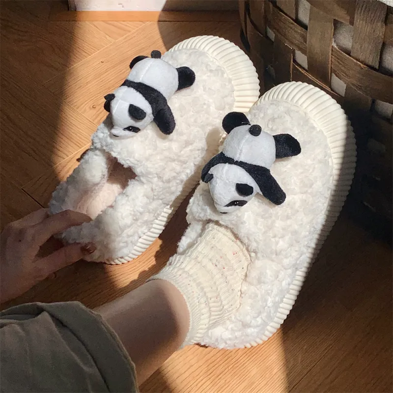 Thin Strips Cotton Slippers Women's, White-3