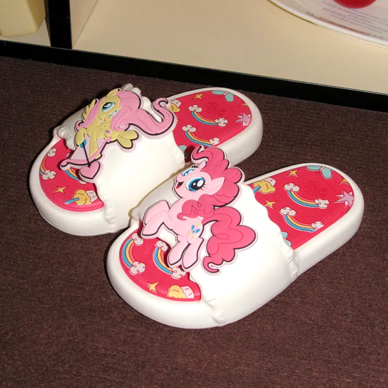 Thin Strips x MY LITTLE PONY Sandal Slippers Milk White+Light Pink Base-6