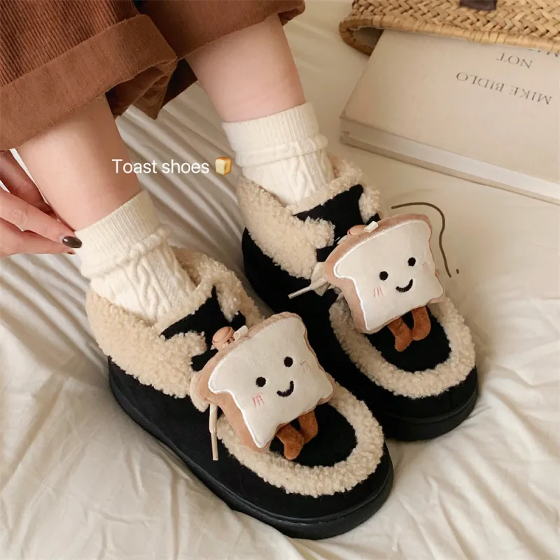 Thin Strips Cotton Slippers Women's Black-2