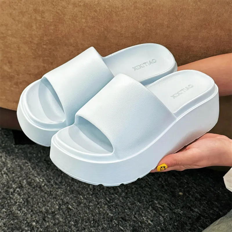 Thin Strips Slippers Women's, White-20