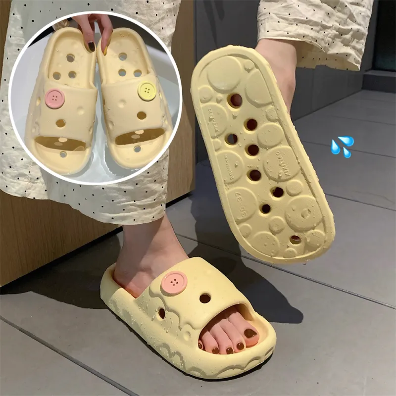 Thin Strips Sandal Slippers Unisex, Light Yellow-4