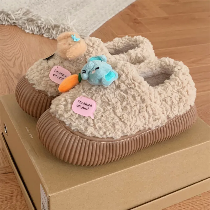 Thin Strips Home Slippers Women's, White/Khaki/Brown-5