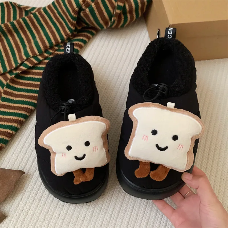 Thin Strips Cotton Slippers Unisex, White-18