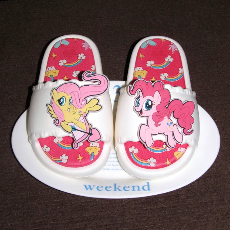 Thin Strips x MY LITTLE PONY Sandal Slippers Milk White+Light Pink Base-7