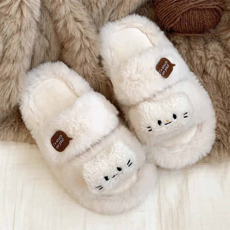 Thin Strips Cotton Slippers Women's, Brown-12