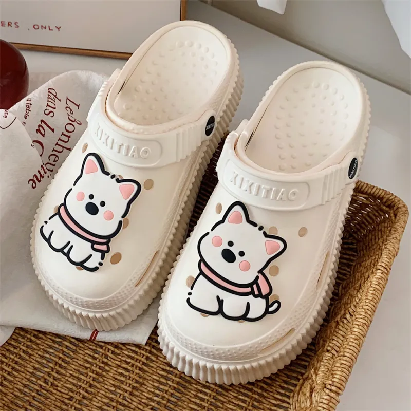 Thin Strips Slippers Women's, White+Egg Yolk-6