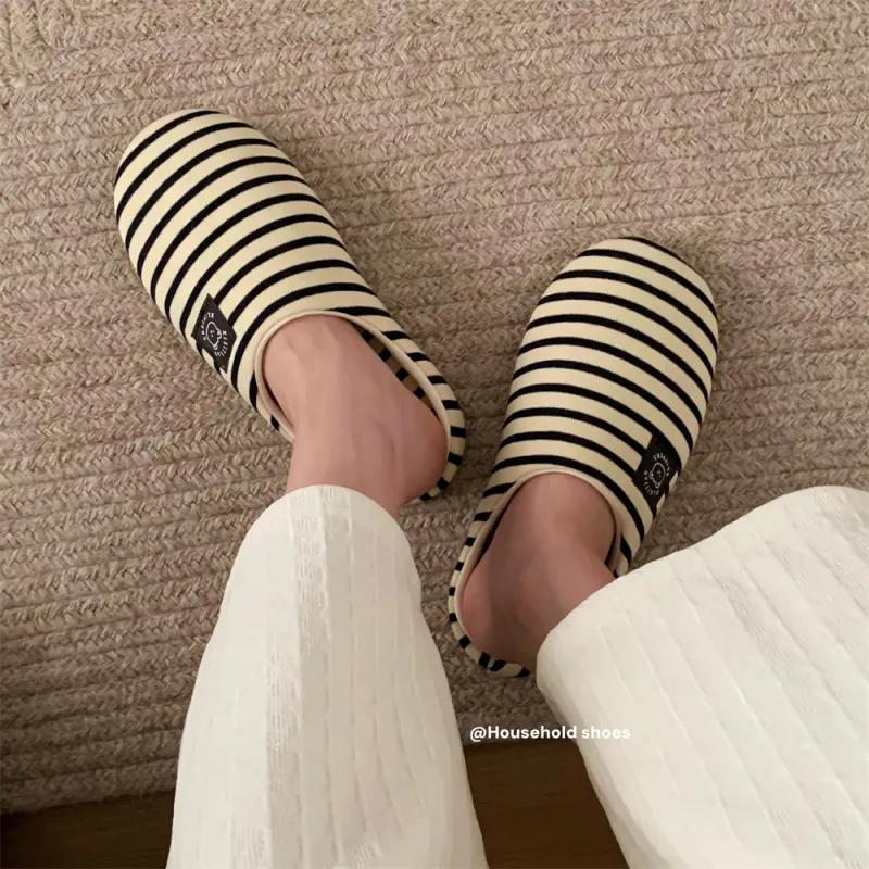 Thin Strips Indoor Slippers Unisex, Red-3