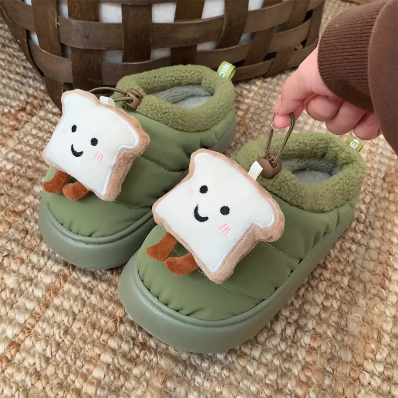 Thin Strips Cotton Slippers Unisex, White-14
