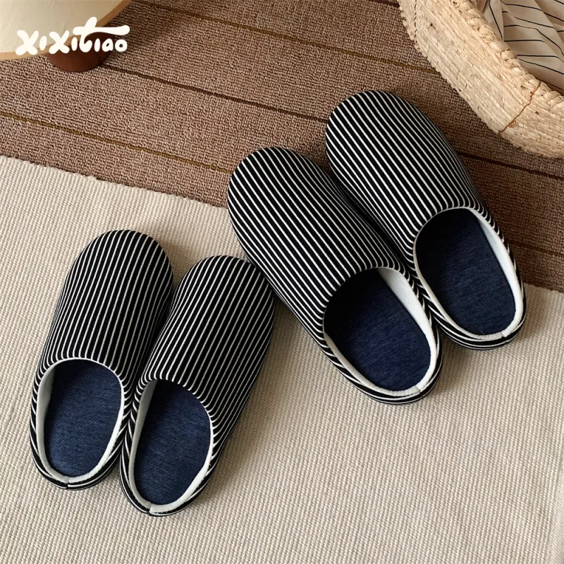 Thin Strips Slippers Unisex, Black-2