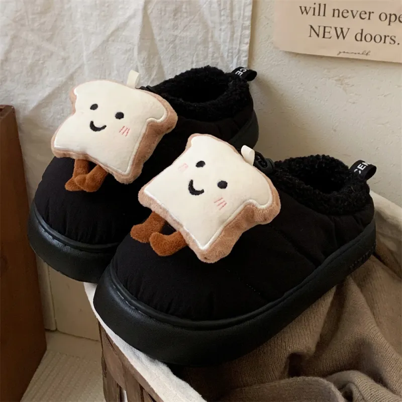 Thin Strips Cotton Slippers Unisex, White-16