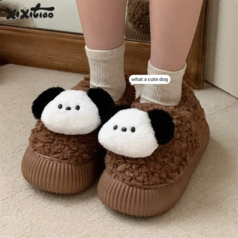 Thin Strips Cotton Slippers Women's, White-13