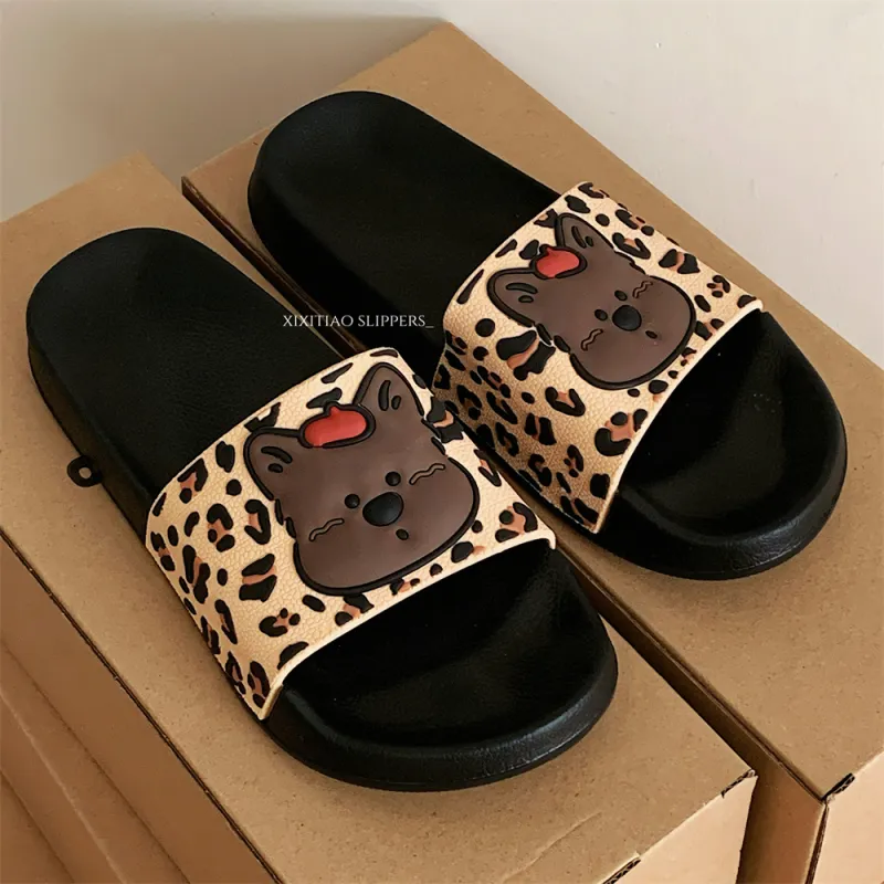 Thin Strips Slippers Women's, Brown-7