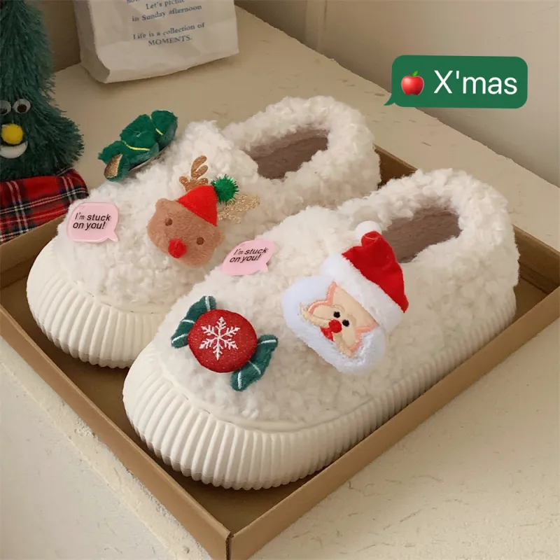 Thin Strips Cotton Slippers Women's, White-4