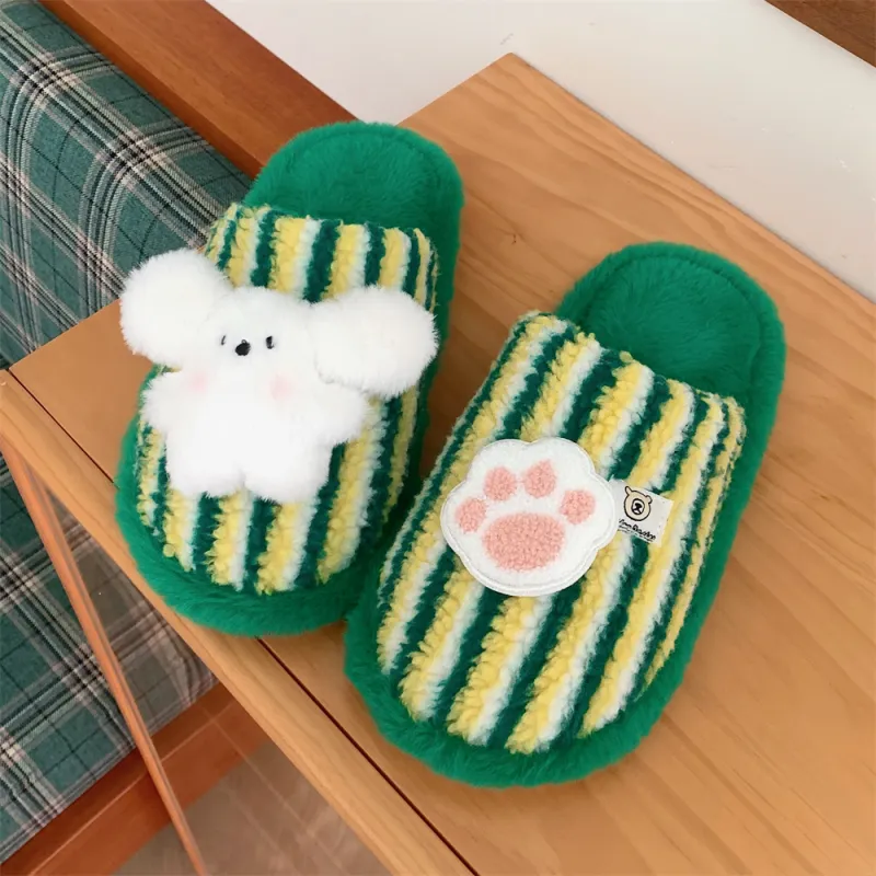 Thin Strips Cotton Slippers Unisex, Pink-47