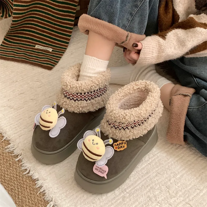Thin Strips Cotton Slippers Women's-4