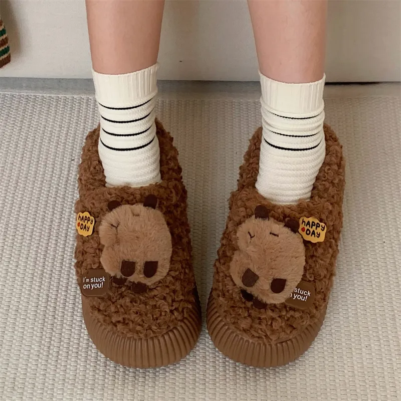 Thin Strips Cotton Slippers Women's, White-12