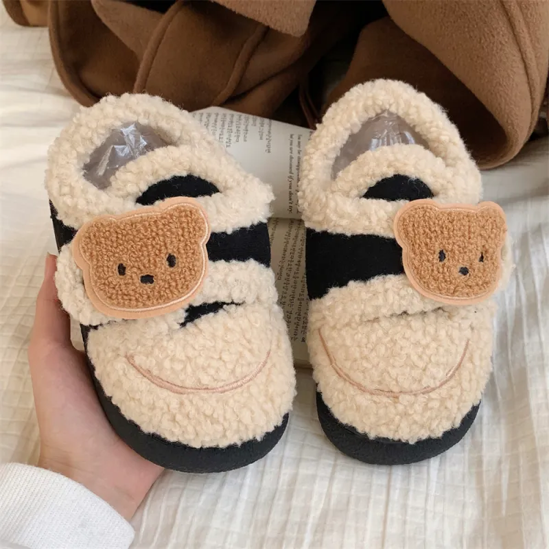 Thin Strips Cotton Slippers Light Brown, Home Slippers-24