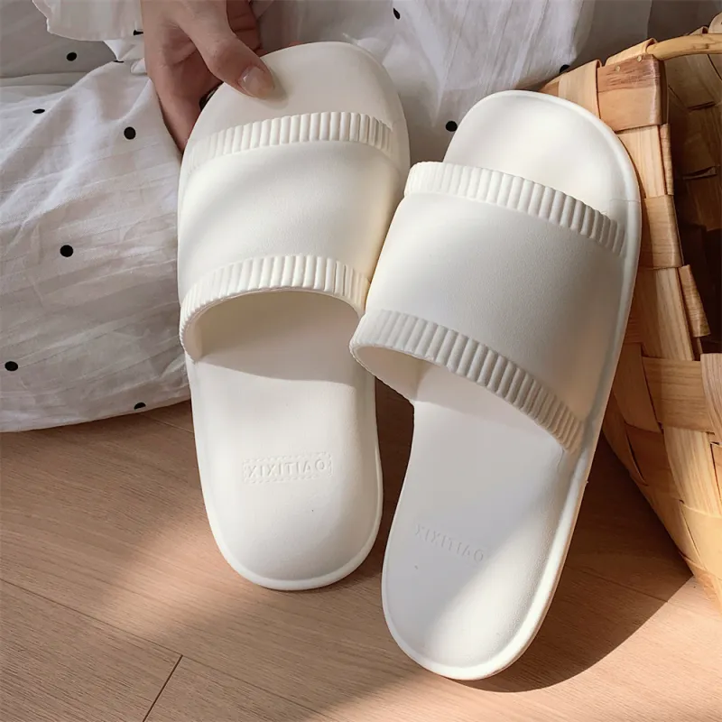 Thin Strips Sandal Slippers Unisex, Cream White-4